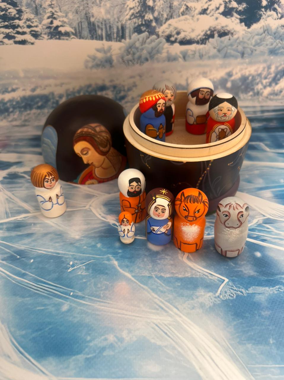 картинка Музыкальная шкатулка - матрёшка «Мадонна Литта» MD-007 от магазина El Corazon