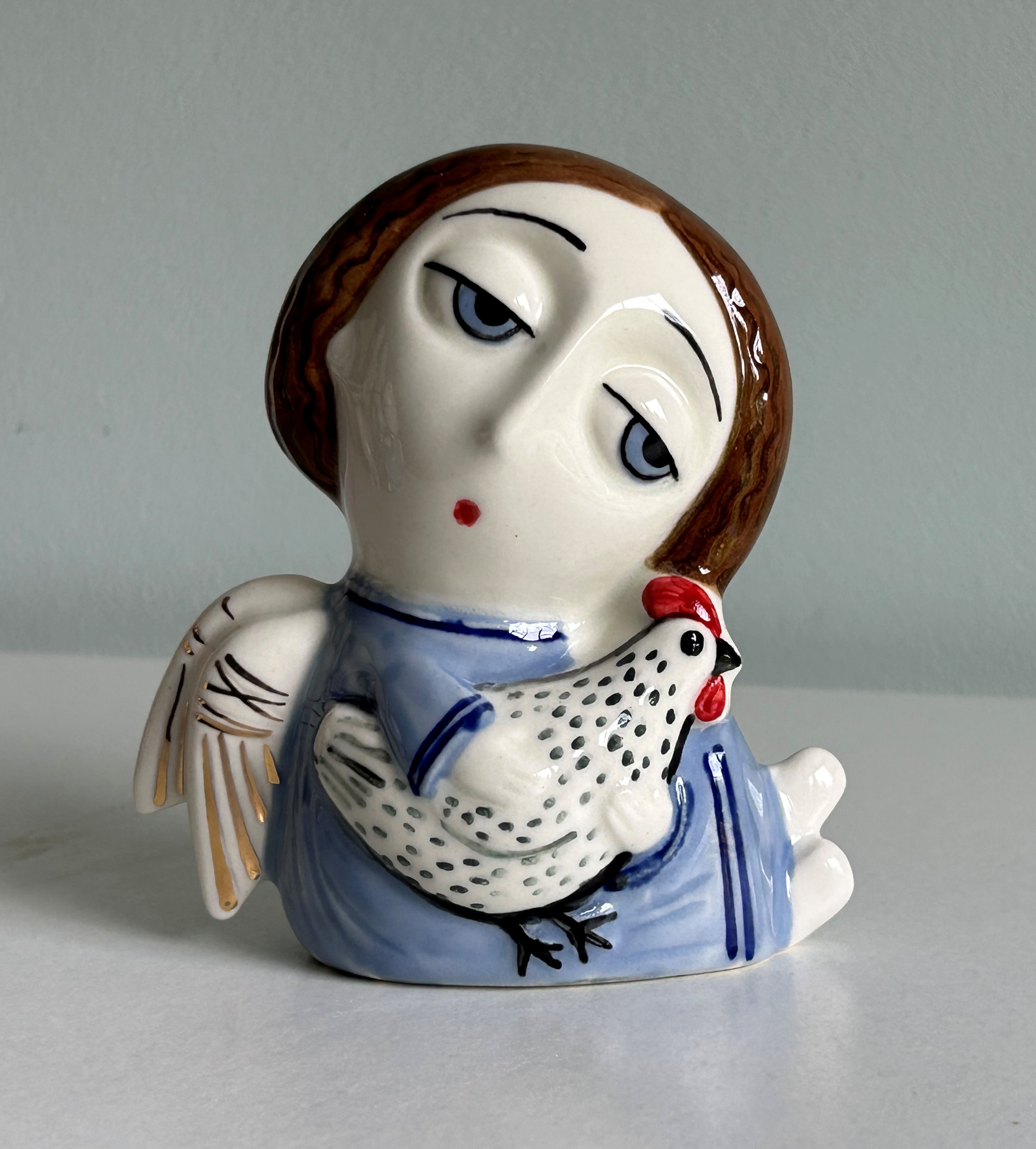 картинка Фаянсовая скульптура Ангел с курочкой 31 Sr-VH-401 от магазина El Corazon