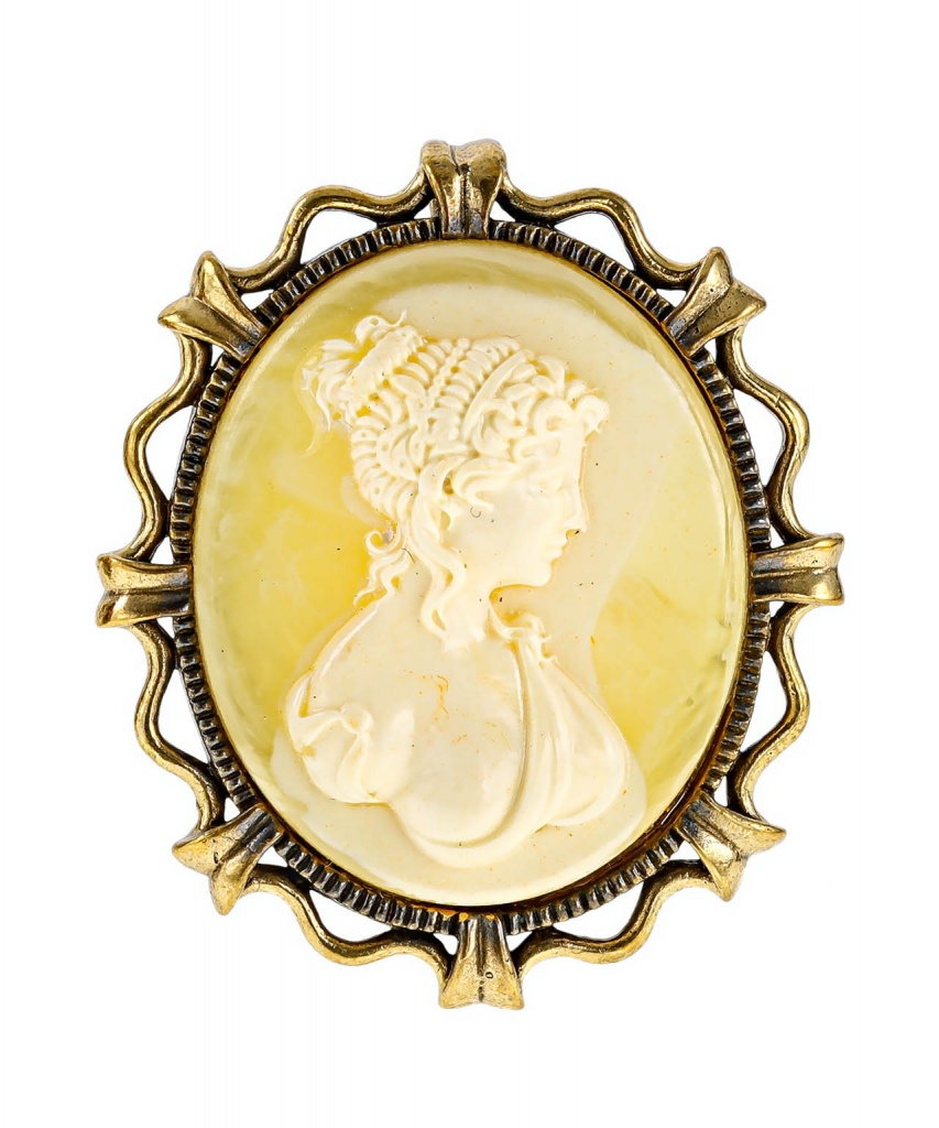 картинка Брошь Камея маленькая 2481.4-Б, белая от магазина El Corazon