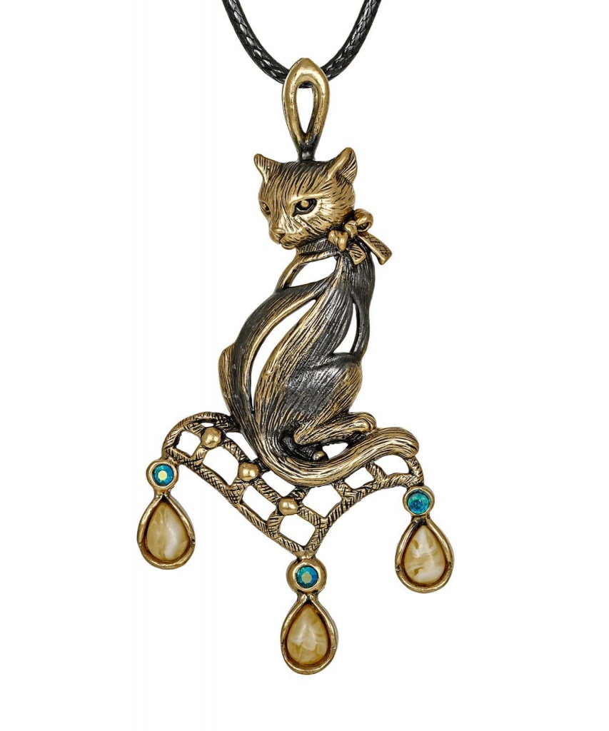 картинка Подвеска Кошечка "Гламур" 3401.5-Б, белый от магазина El Corazon