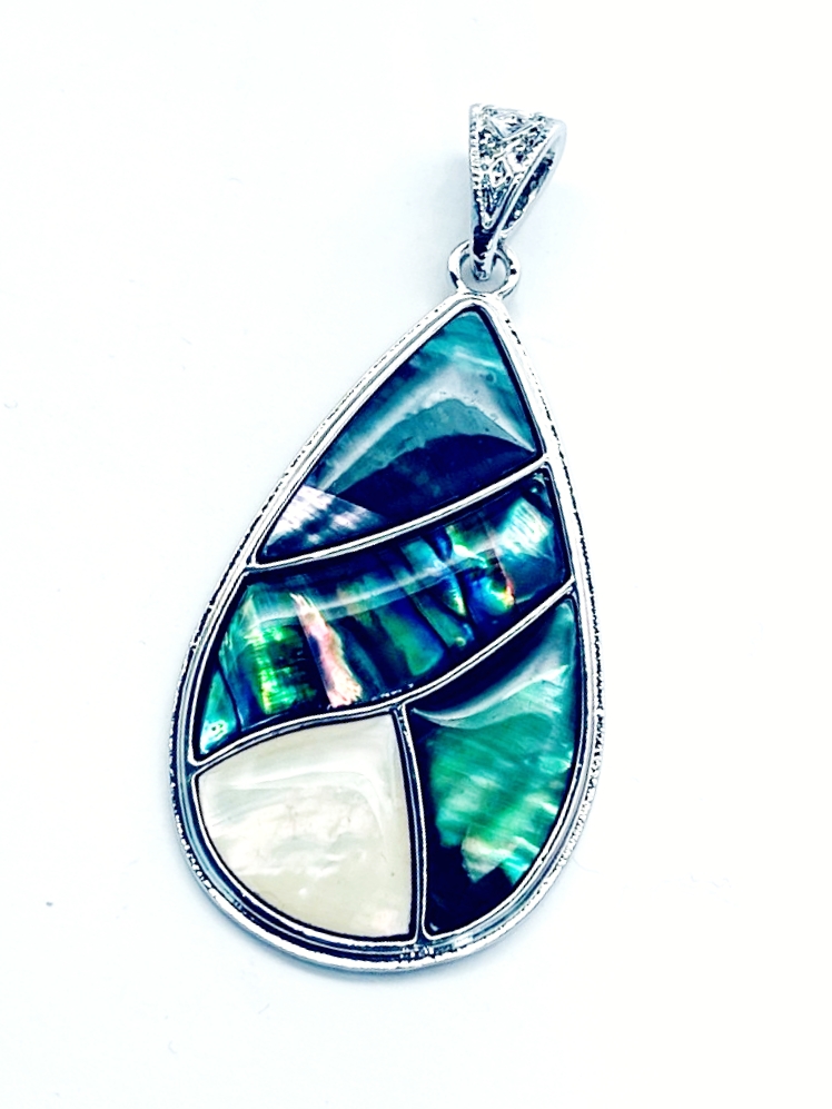 картинка Kul302 Подвеска Капля из разноцветного Перламутра (Гелиотис) от магазина El Corazon