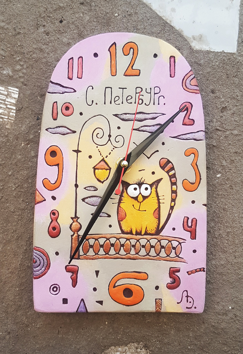 картинка Настенные часы "Кот фонарь" CF-Cl-220 от магазина El Corazon