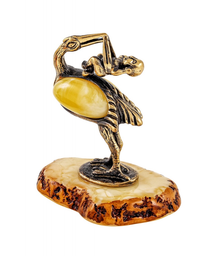 картинка Птица Аист с младенцем 133-Б, белый от магазина El Corazon