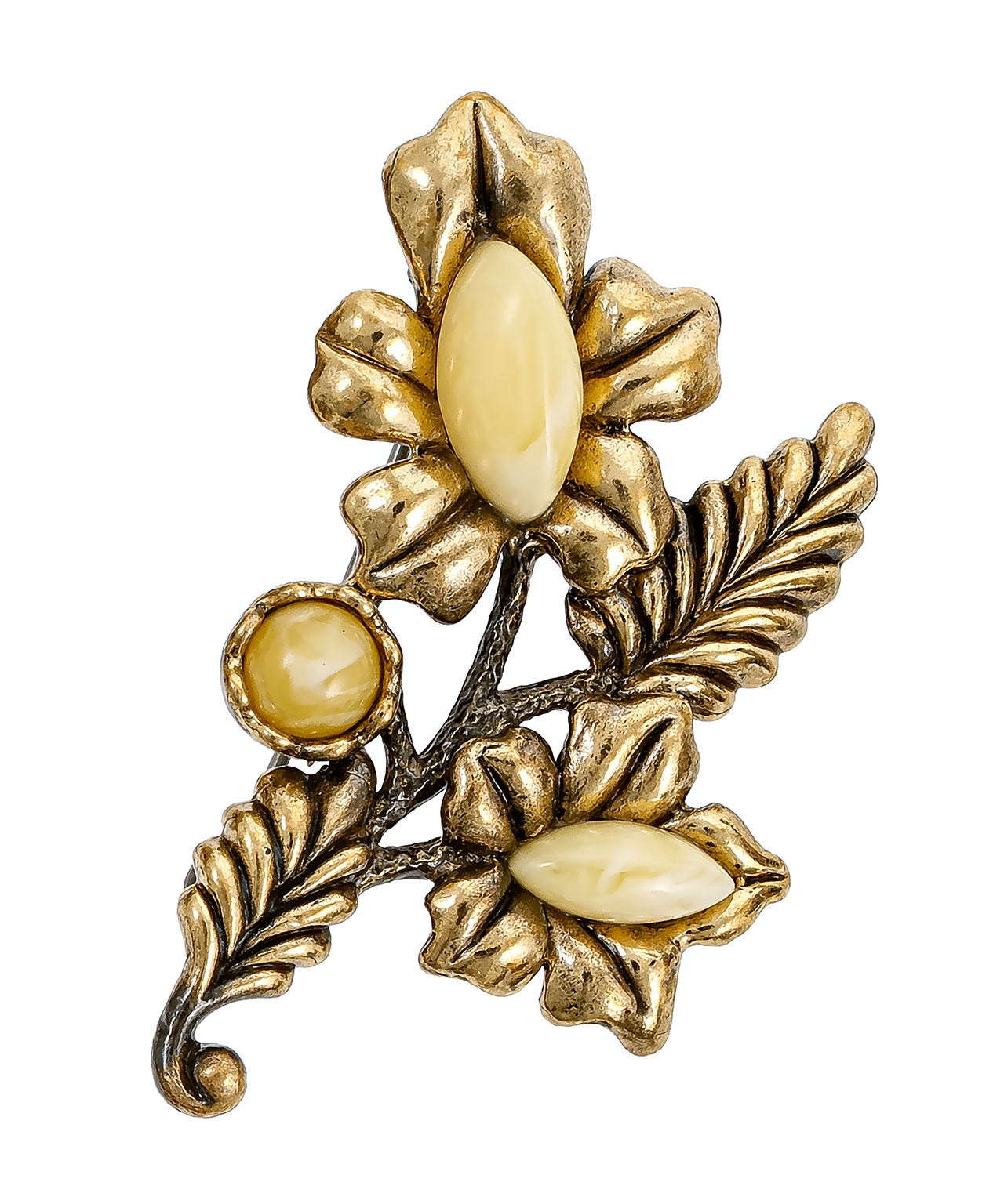 картинка Брошь Веточка Миндаль 1319.4-Б, белый от магазина El Corazon