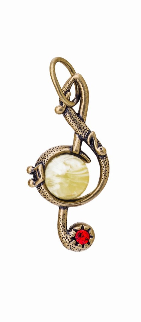 картинка Подвеска Скрипичный ключ маленький 560.5-Б, белая от магазина El Corazon