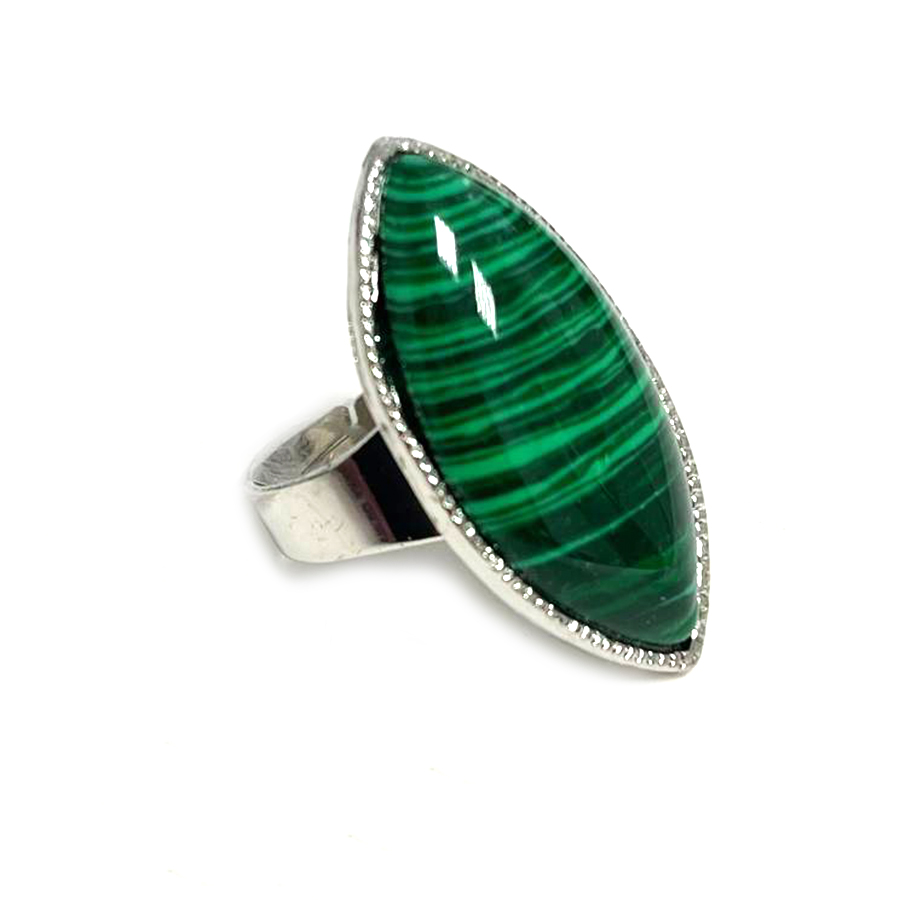 картинка Кольцо Маркиз из прессованного малахита Ring-037 от магазина El Corazon