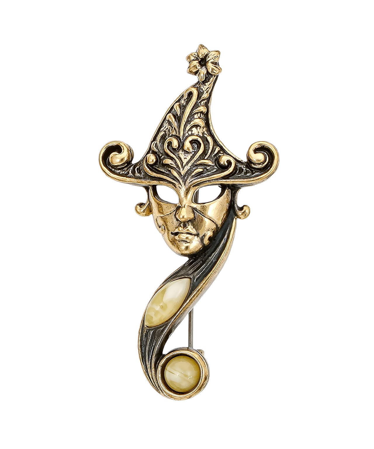 картинка Брошь Колдунья 3349.4-Б, белая от магазина El Corazon