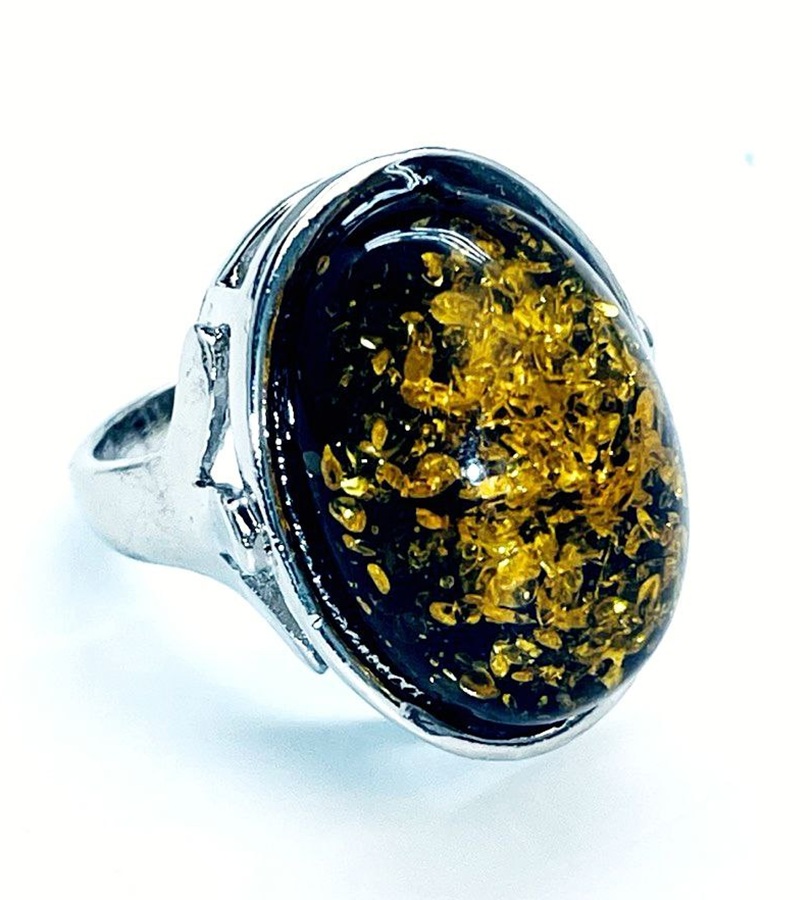 картинка Перстень "Овал" с янтарем Ring-AMB-26-20 от магазина El Corazon