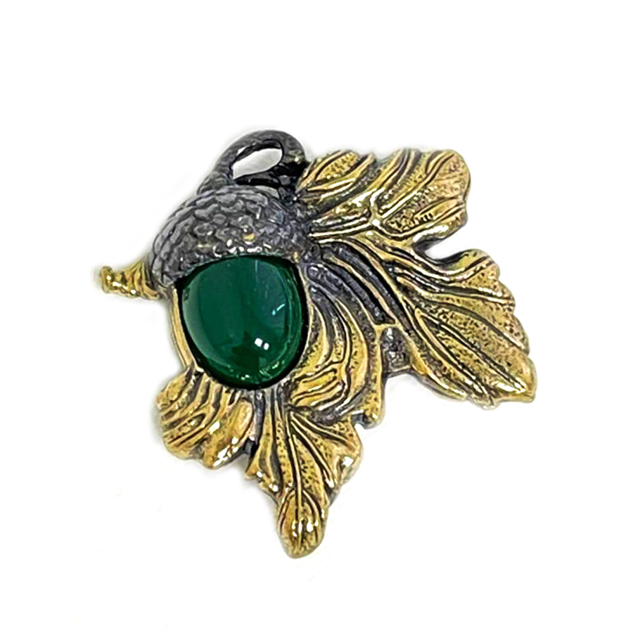 картинка Брошь Желудь 862.4-Х, зеленая от магазина El Corazon