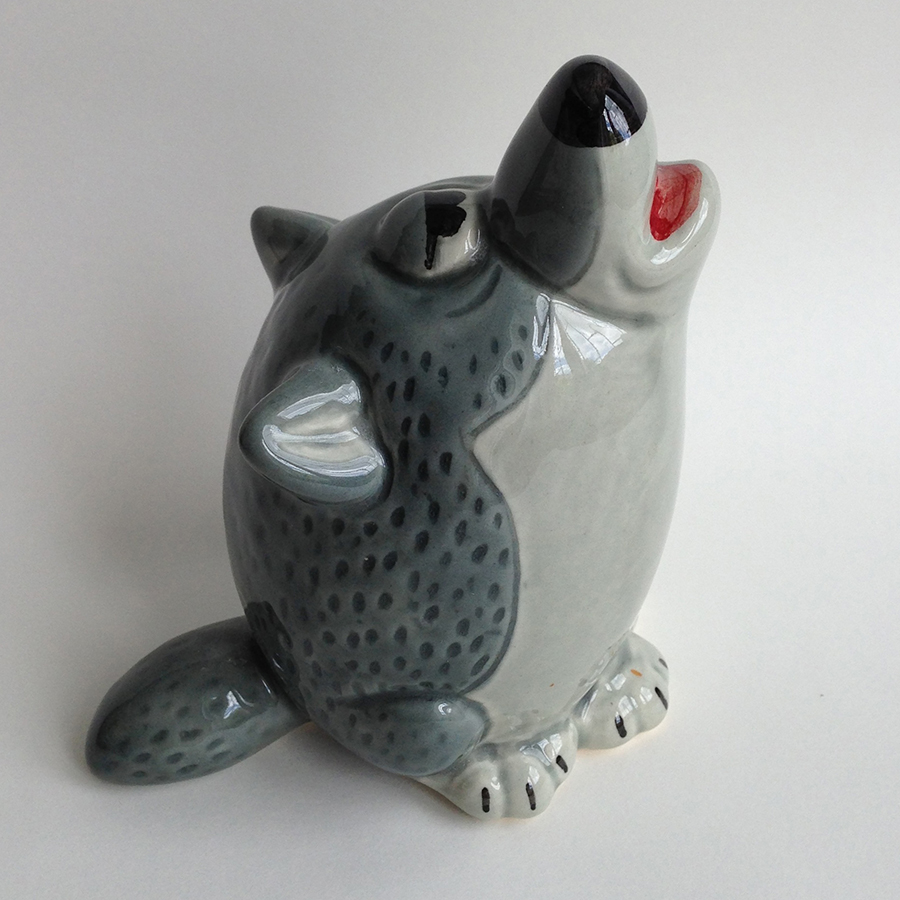 картинка Фаянсовая скульптура Волчек серый Sr-VH-237 от магазина El Corazon