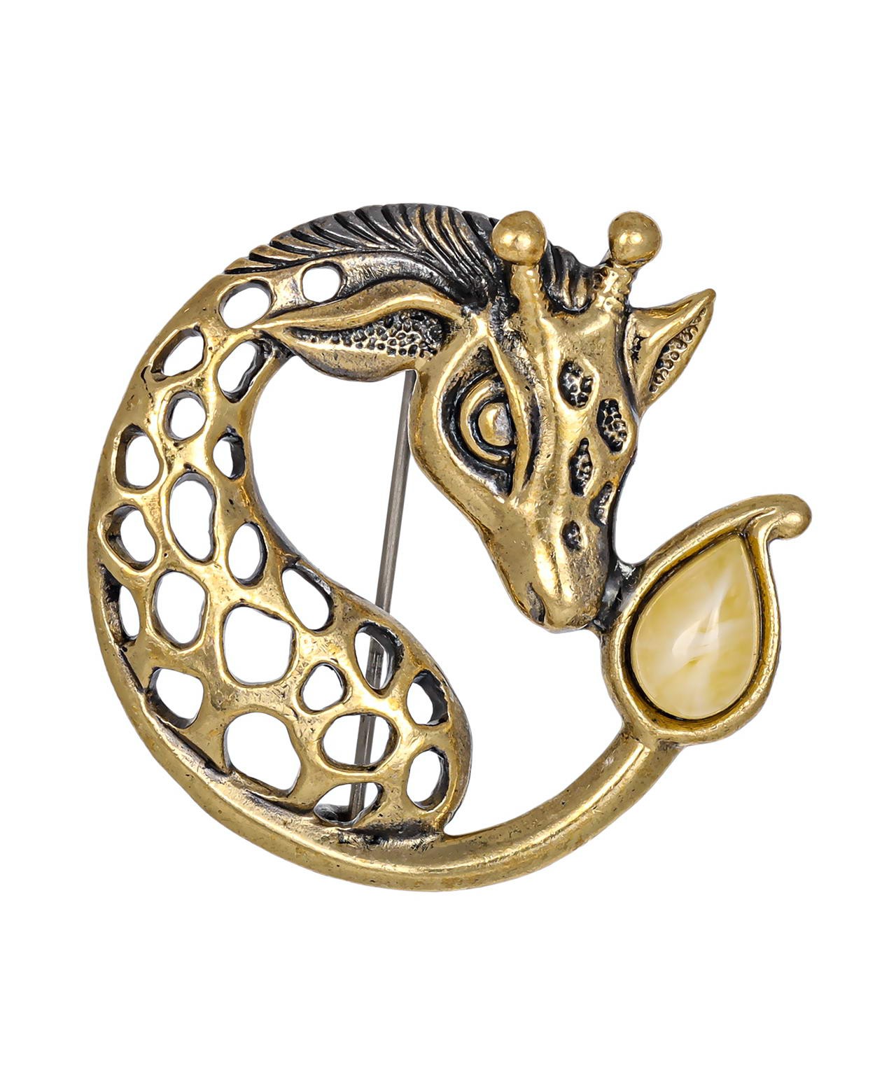 картинка Брошь Жираф 2637.4-Б, белая от магазина El Corazon