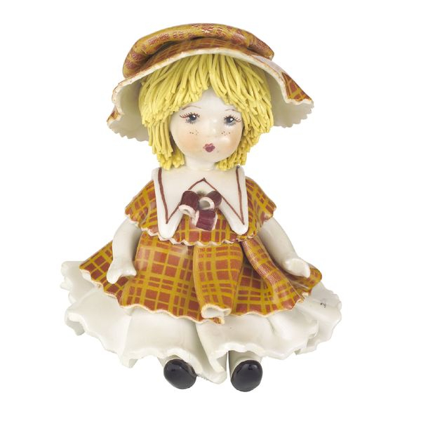 картинка Фарфоровая статуэтка "Куколка в желто-коричневом платье" ZP-00027 от магазина El Corazon