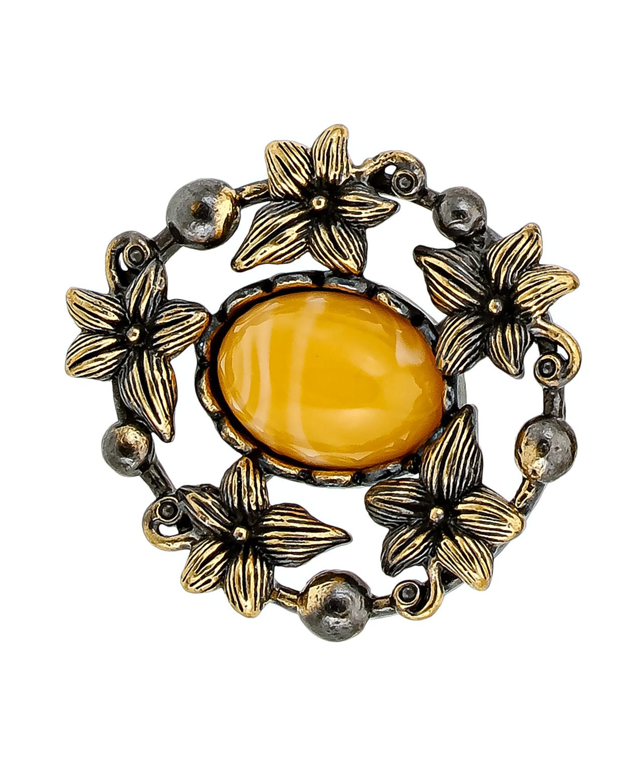 картинка Брошь Цветник 717.4-Б, белая от магазина El Corazon