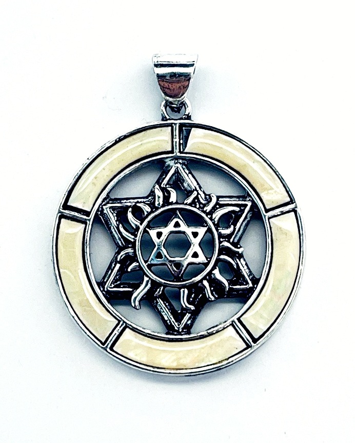 картинка Kul311 Подвеска круг "Звезда Давида" из Перламутра (Гелиотис) от магазина El Corazon