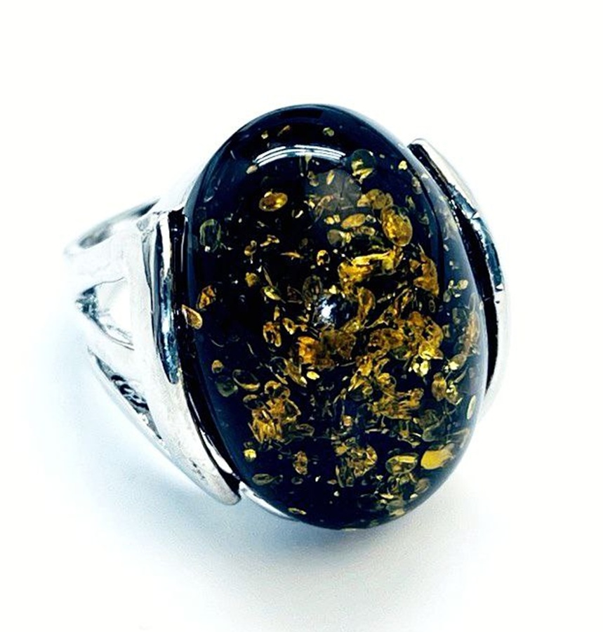 картинка Перстень "Овал" с янтарем Ring-AMB-25-19 от магазина El Corazon