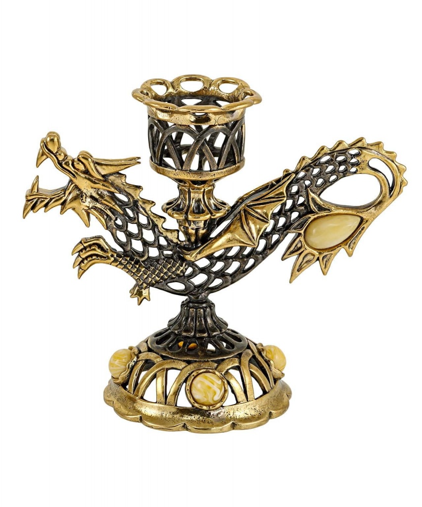 картинка Подсвечник Дракон Волшебный 3080.1-Б, белый от магазина El Corazon