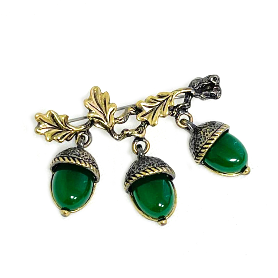 картинка Брошь Веточка Дубовая 1909.4-Х, зеленая от магазина El Corazon