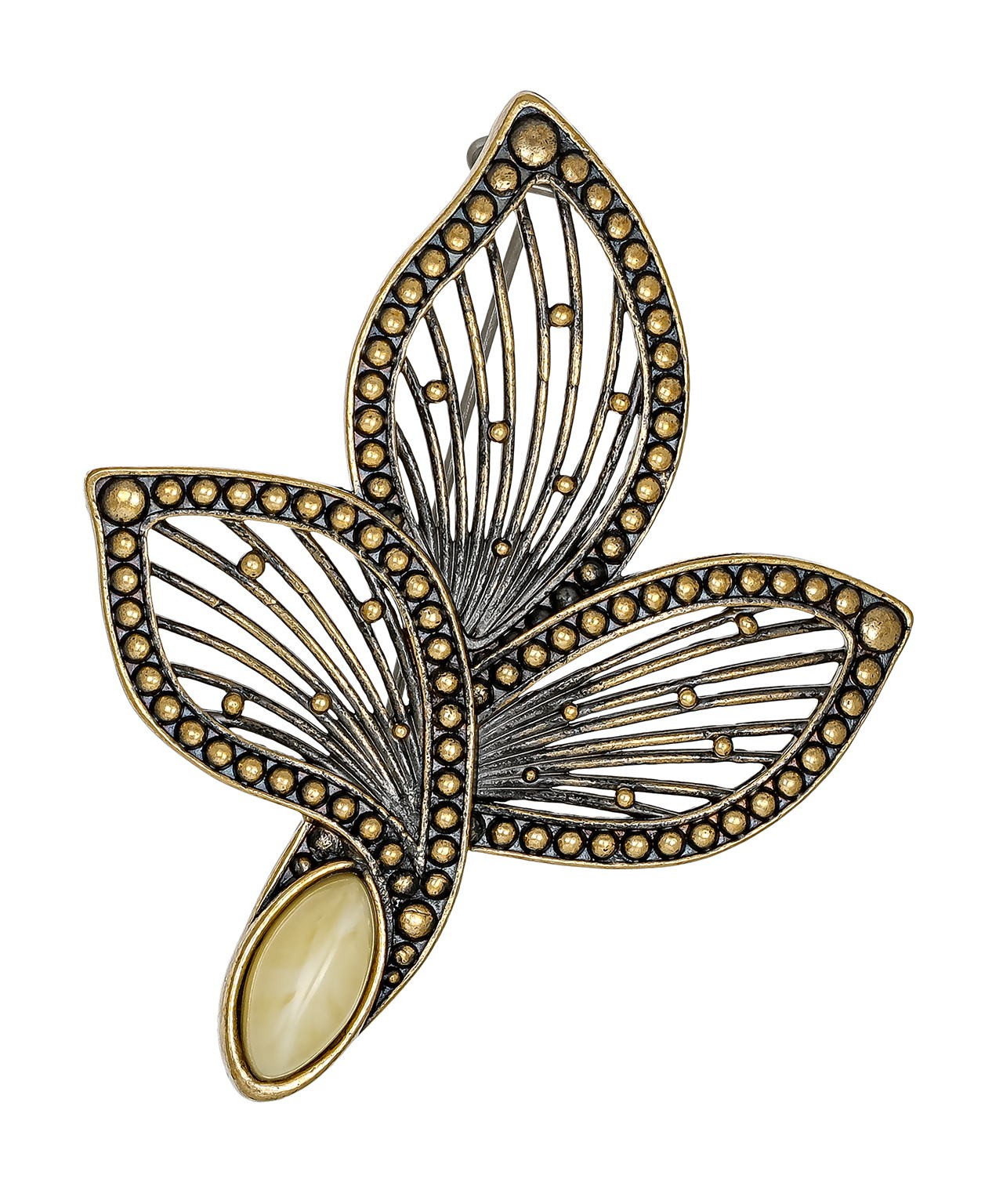 картинка Брошь Цветок Струны 1365.4-Б, белая от магазина El Corazon