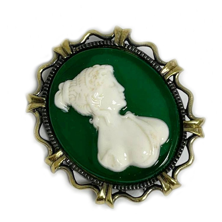 картинка Брошь Камея маленькая 2481.4-Х, зеленая от магазина El Corazon
