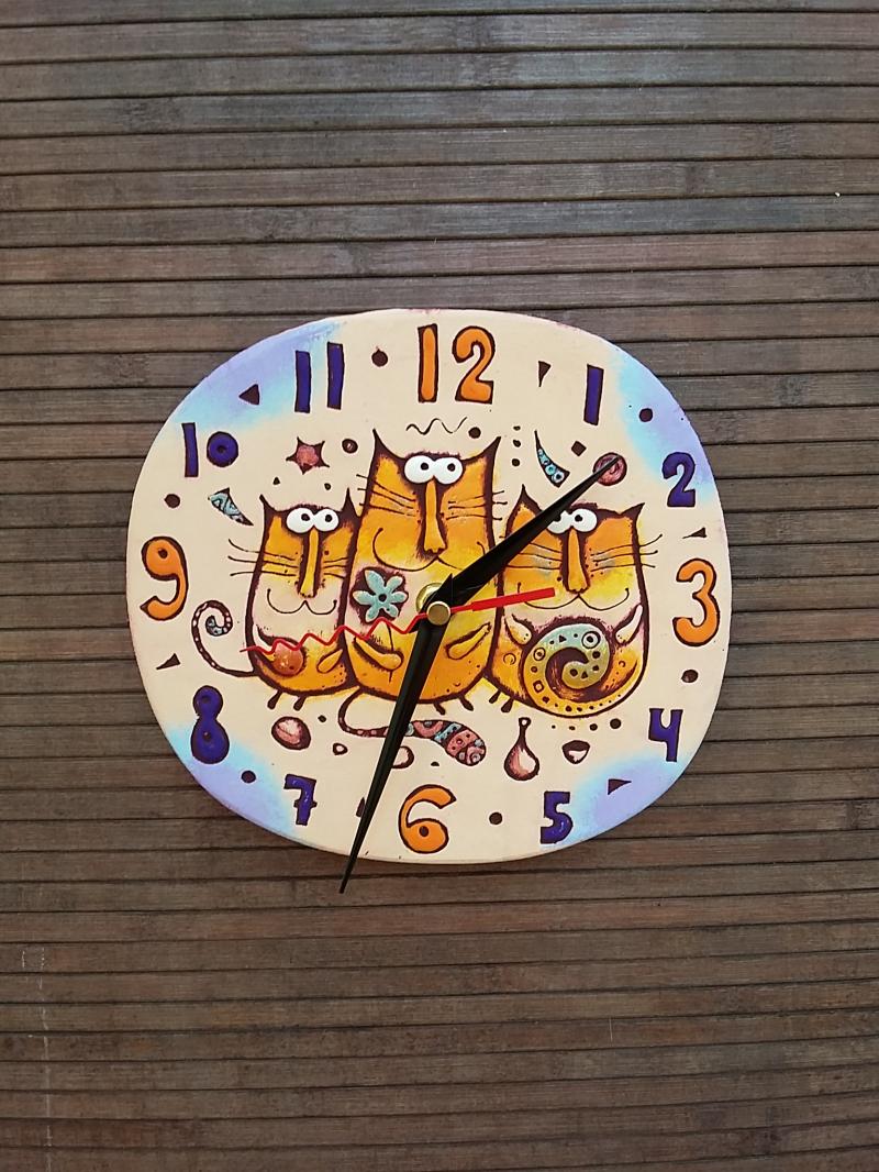 картинка Настенные часы "3 котика" CF-Cl-096 от магазина El Corazon