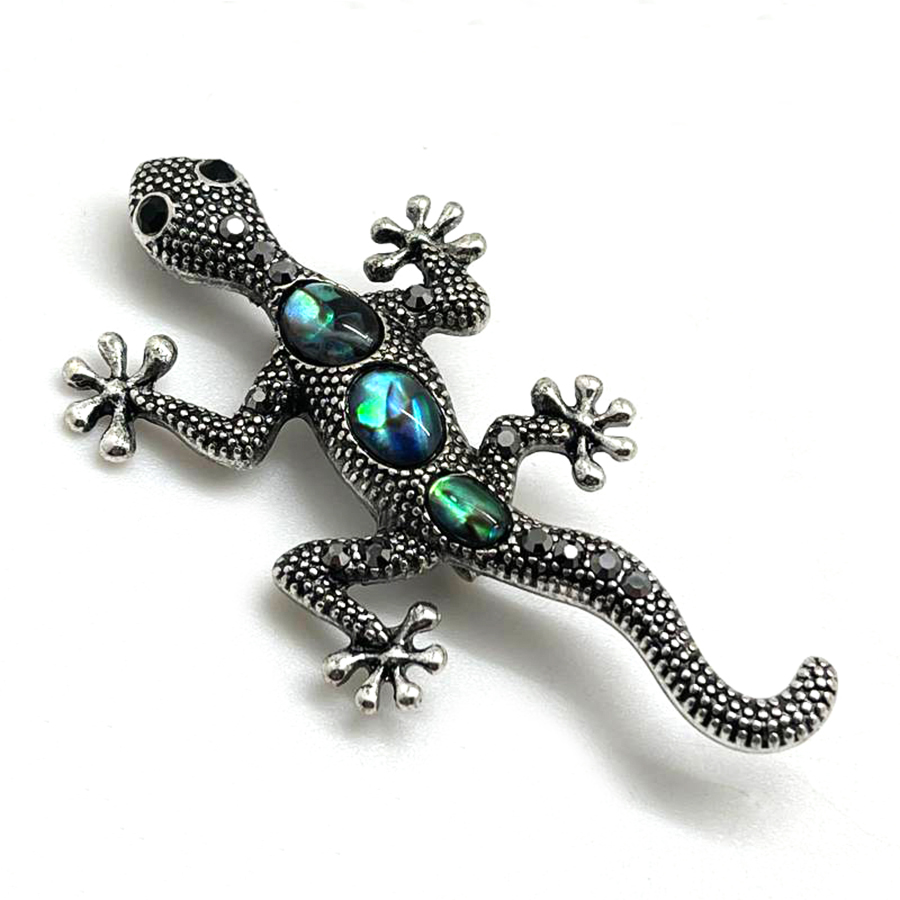 картинка BR0459 Брошь "Ящерица" с перламутром (Гелиотис) от магазина El Corazon
