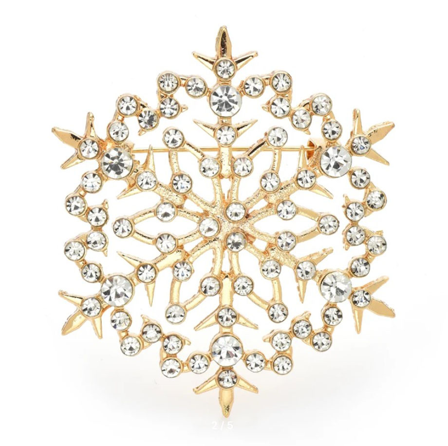 картинка Брошь Снежинка круглая золото ALBR0397 от магазина El Corazon