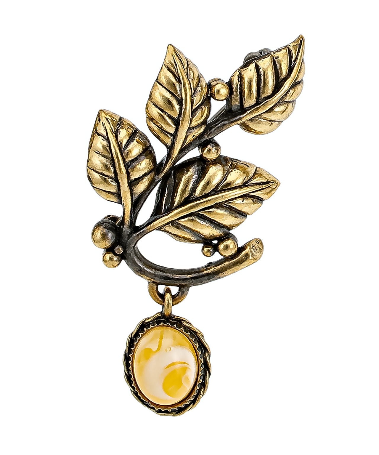 картинка Брошь Веточка Тополь 719.4-Б, белая от магазина El Corazon