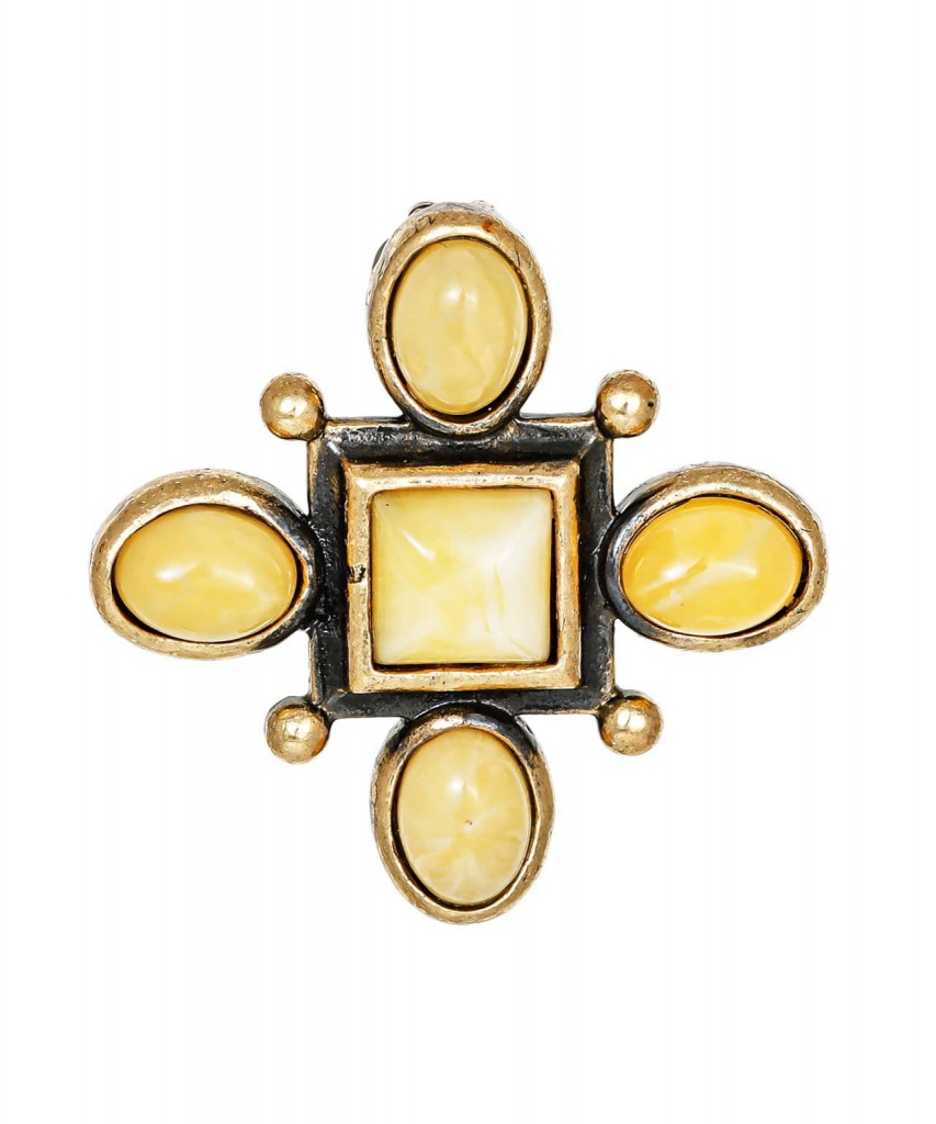 картинка Брошь Готика Квадро 2855.4-Б, белая от магазина El Corazon