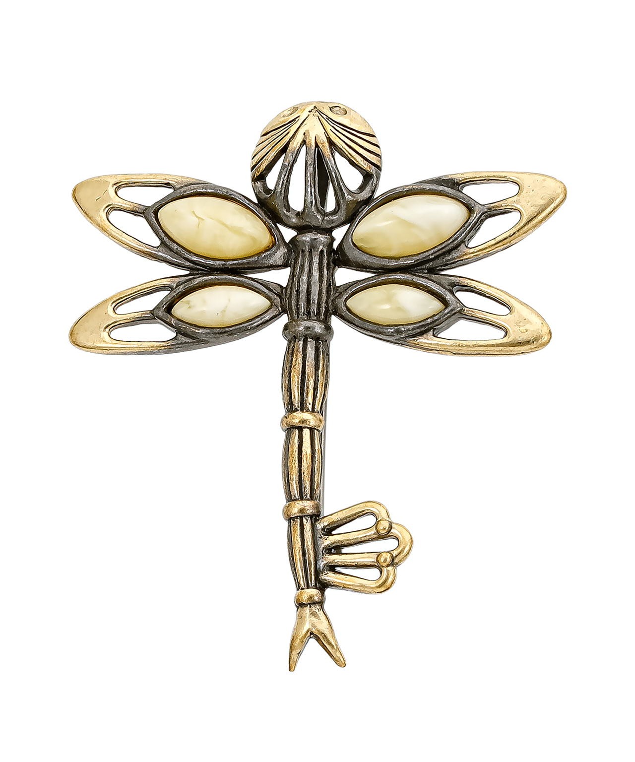 картинка Брошь Ключик Стрекоза 3329.4-Б, белая от магазина El Corazon