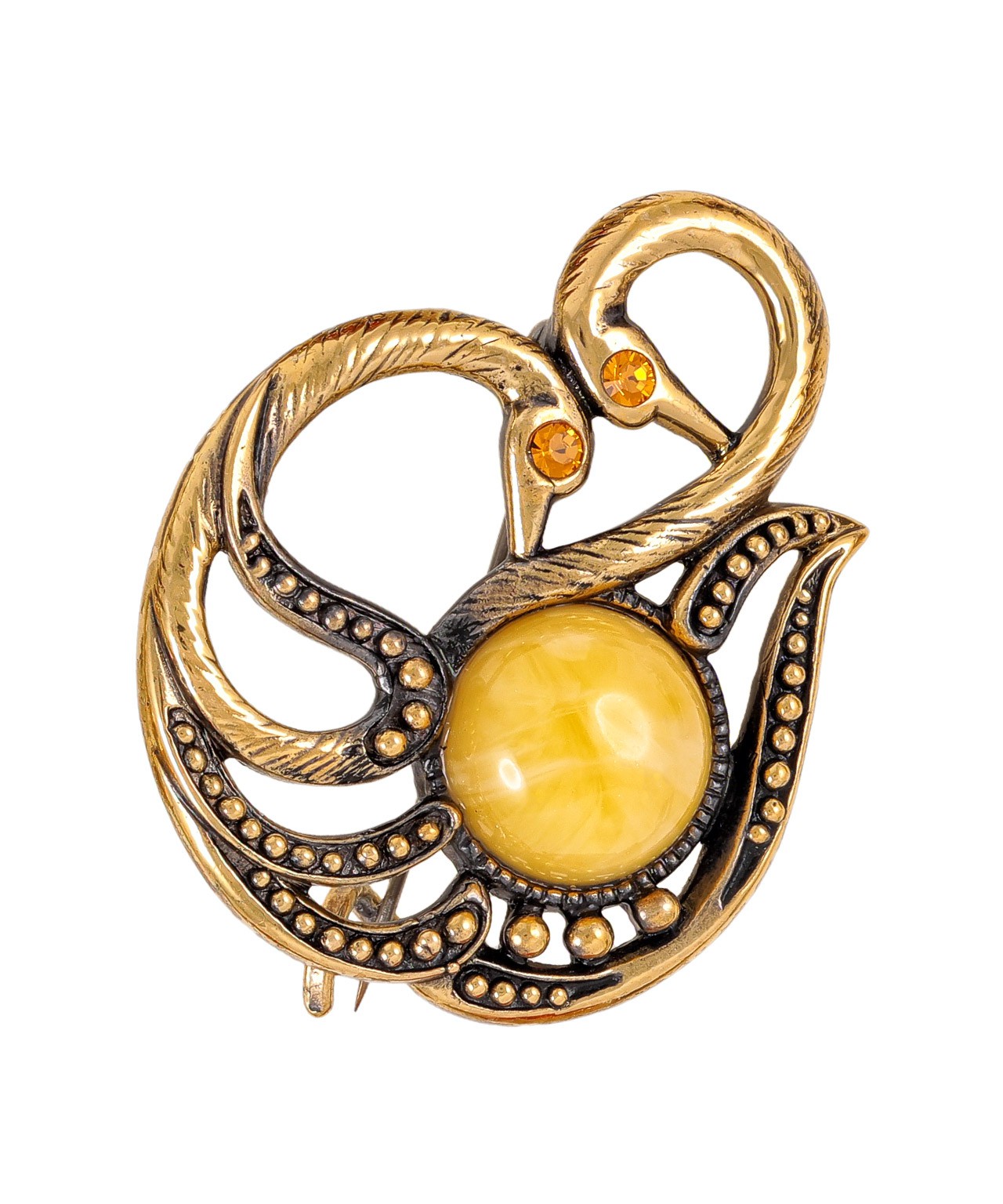 картинка Брошь Лебеди пара 1825.4-Б, белая от магазина El Corazon