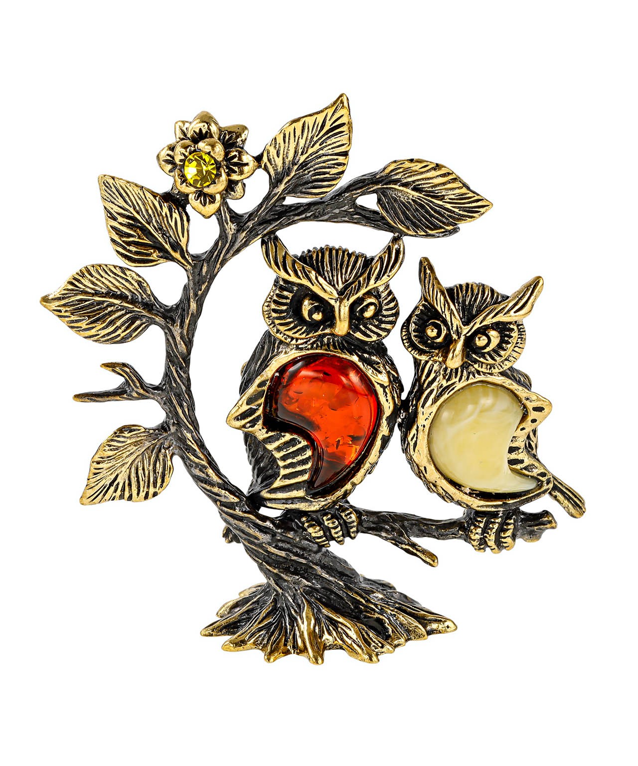 картинка Птицы Совушки подружки на дереве без подставки 2385.1, комбинированные  от магазина El Corazon