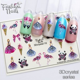 картинка  Fashion Nails Слайдер дизайн 3D crystal №16 от магазина El Corazon