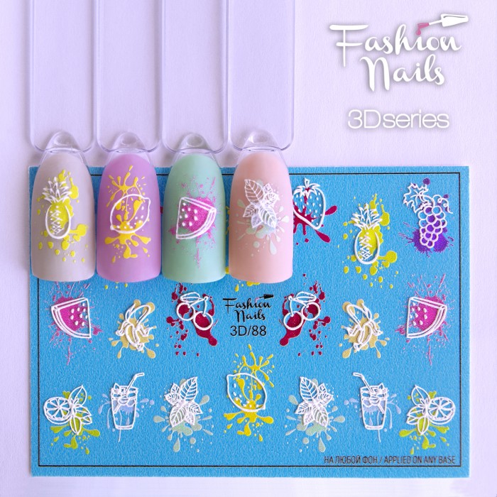 картинка  Fashion Nails Слайдер дизайн FN 3D №88 от магазина El Corazon