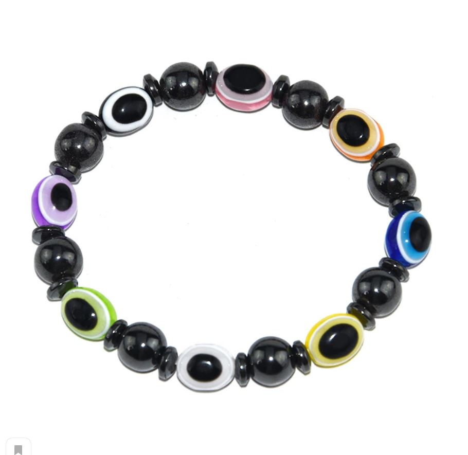 картинка рный магнитный браслет для похудения с разноцветными камнями от магазина El Corazon