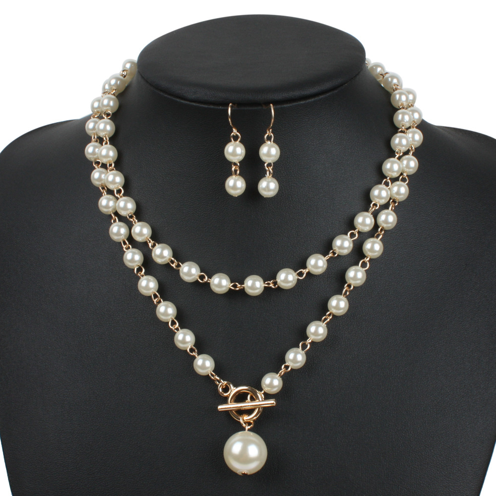 картинка Свадебный комплект - ожерелье и серьги из искусственного жемчуга от магазина El Corazon