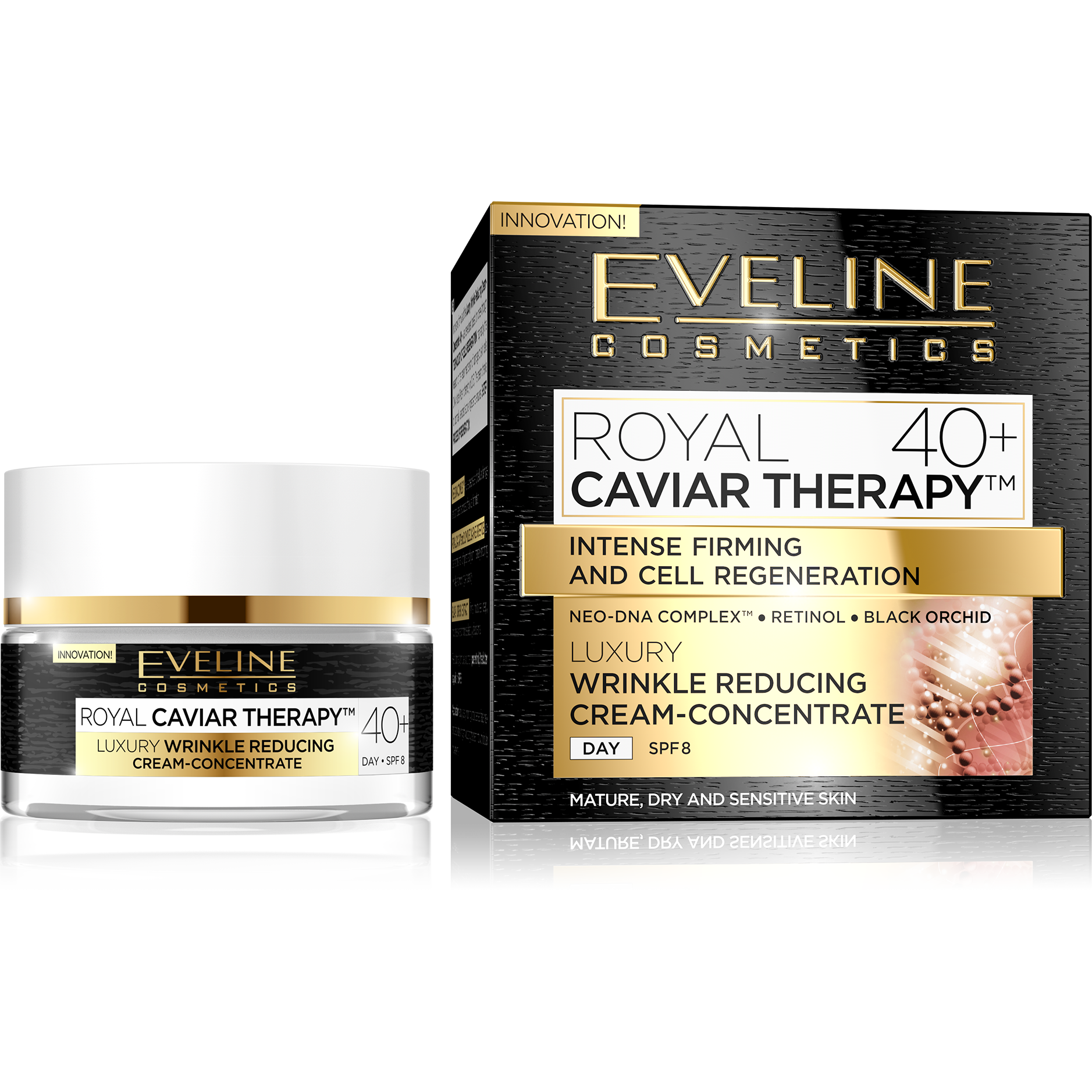 картинка Eveline Royal Caviar Therapy Эксклюзивный крем-концентрат против морщин Дневной 40+ 50мл от магазина El Corazon