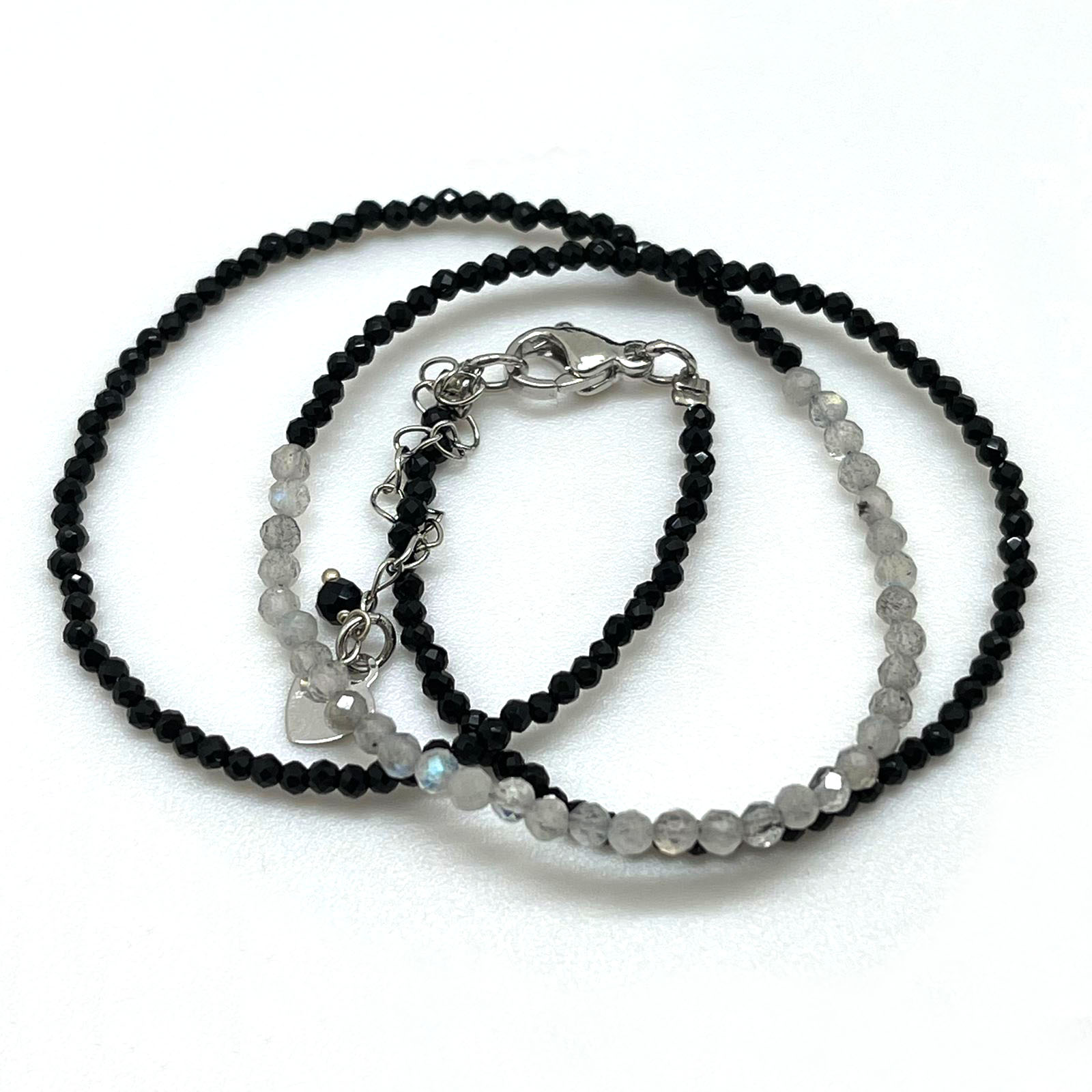 картинка NL56 Ожерелье - нитка 37,5 см микс лабрадорит/черная шпинель от магазина El Corazon