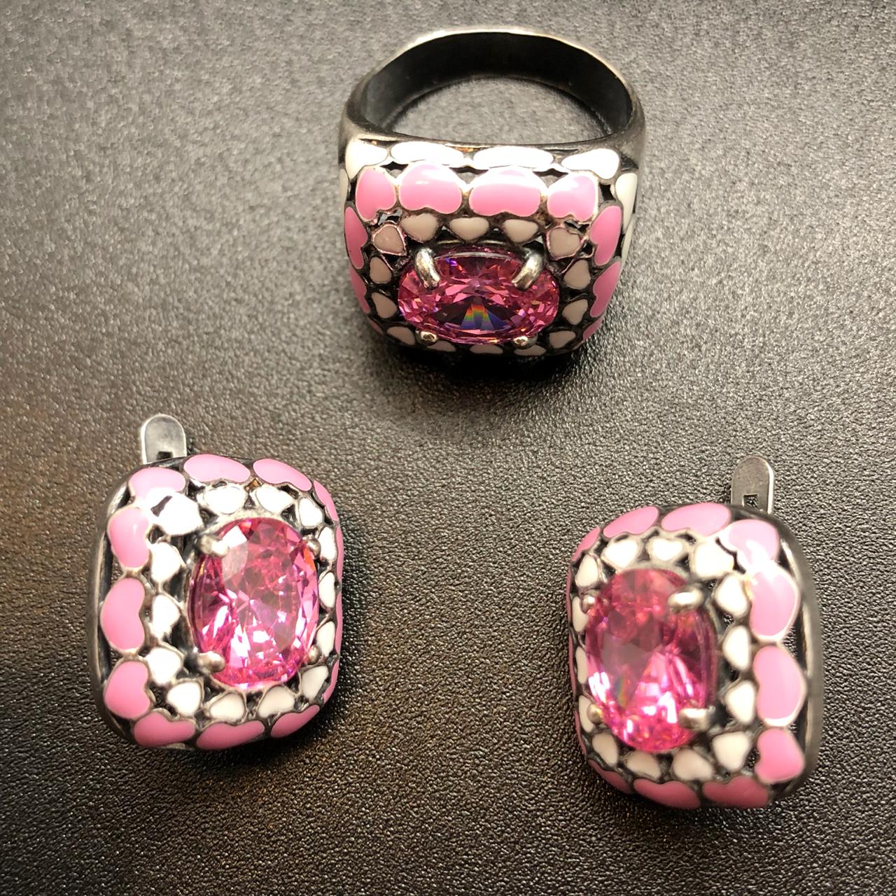 картинка Комплект Серьги и кольцо с посеребрением 20610-610-18 от магазина El Corazon