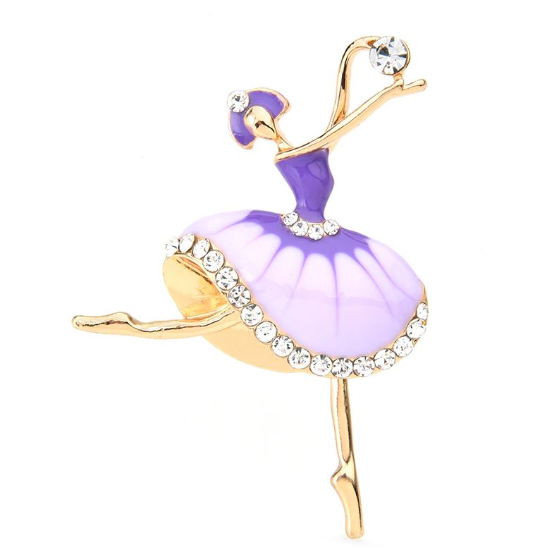 картинка Брошь танцующая балерина в фиолетовом платье от магазина El Corazon