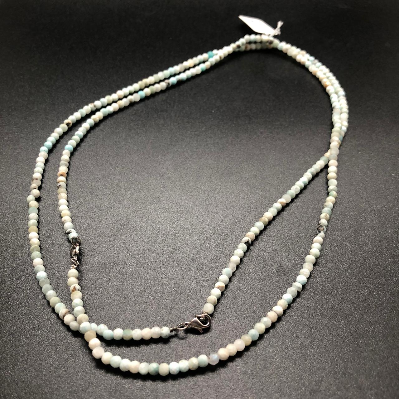 картинка Ожерелье - нитка 45 см из Ларимара, бусины 3 мм ШП550-07 от магазина El Corazon
