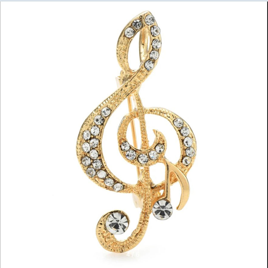 картинка Брошь Скрипичный ключ золото BR0413 от магазина El Corazon