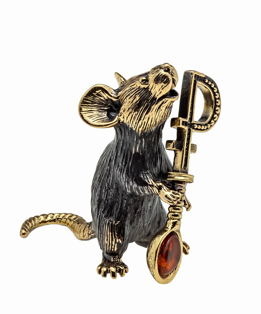 картинка Мышь с ложкой Рубль без подставки 1100.1, коньячная  от магазина El Corazon