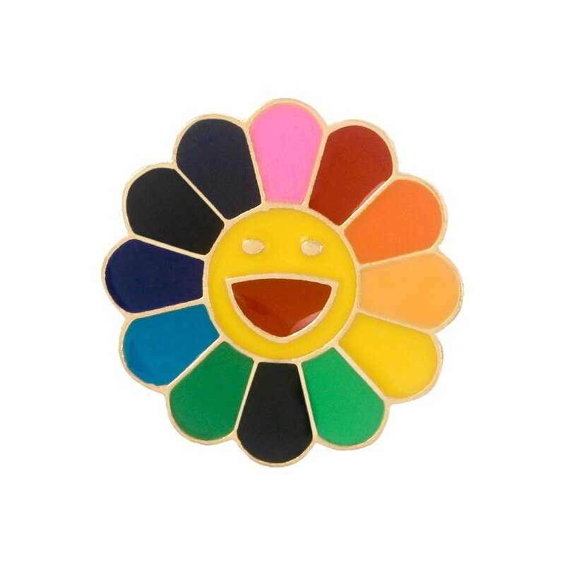 картинка Значок-пин Цветок с улыбкой, разноцветный от магазина El Corazon