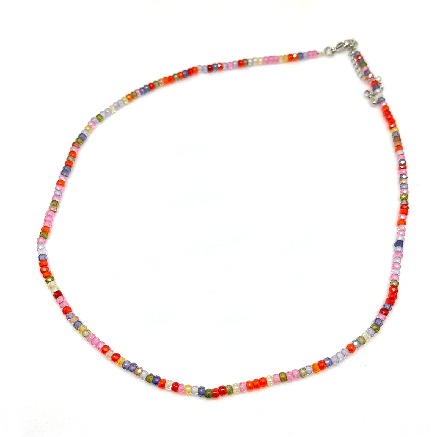 картинка NL83 Ожерелье 45,5 см из плоских граненных бусин циркона разного оттенка от магазина El Corazon