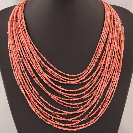 картинка Многослойное ожерелье из бисера, розовое  от магазина El Corazon