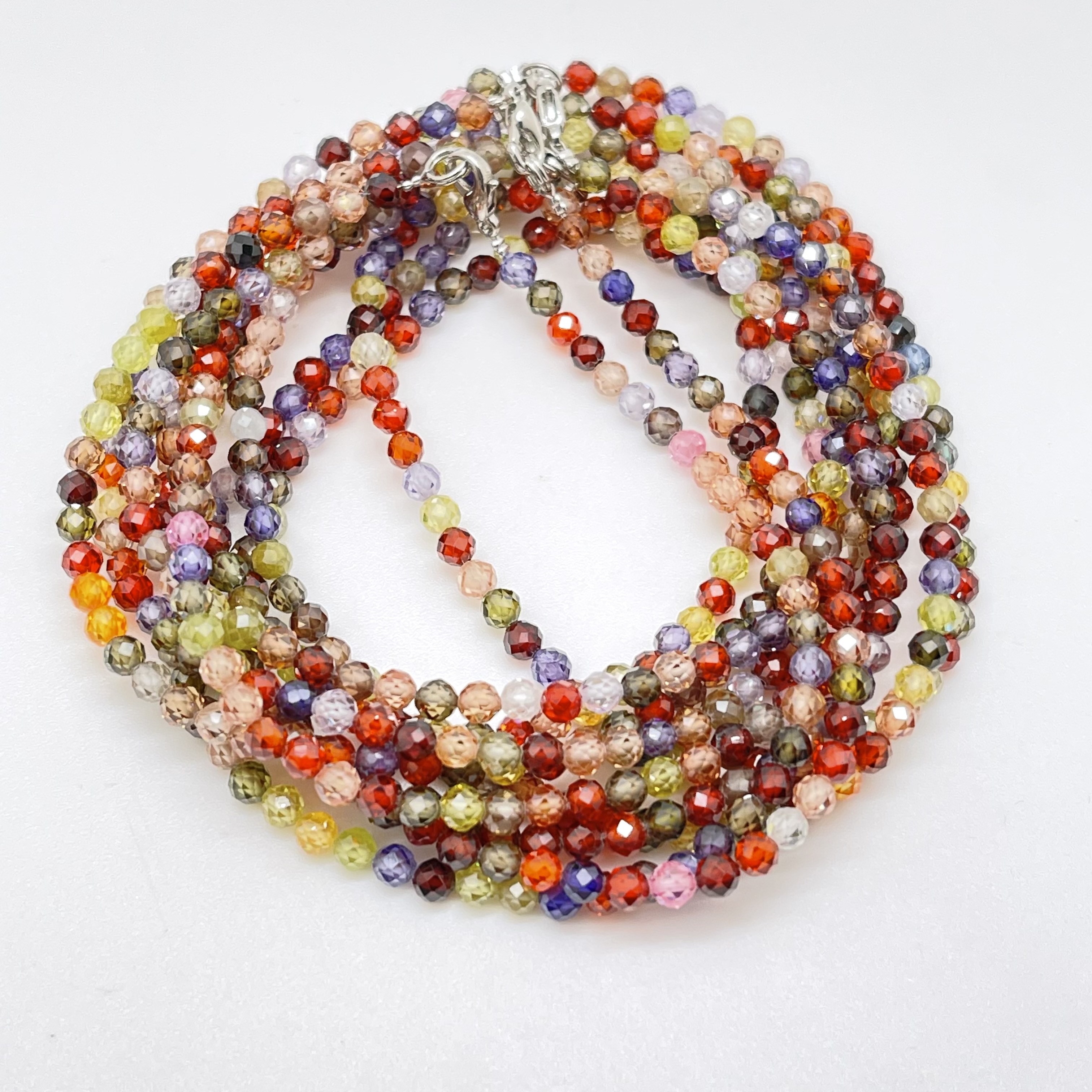 картинка Ожерелье - нитка 46,5 см   Циркон разноцветный NL -0066 камень 4 мм от магазина El Corazon