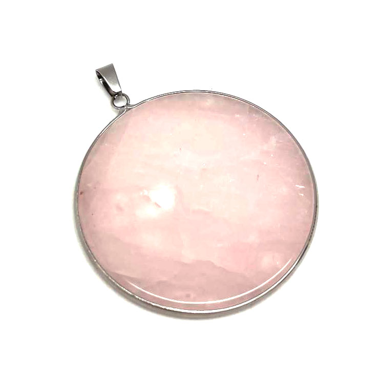 картинка Кулон в металлической оправе с камнем кварц розовый на шнурке  Kul167 от магазина El Corazon