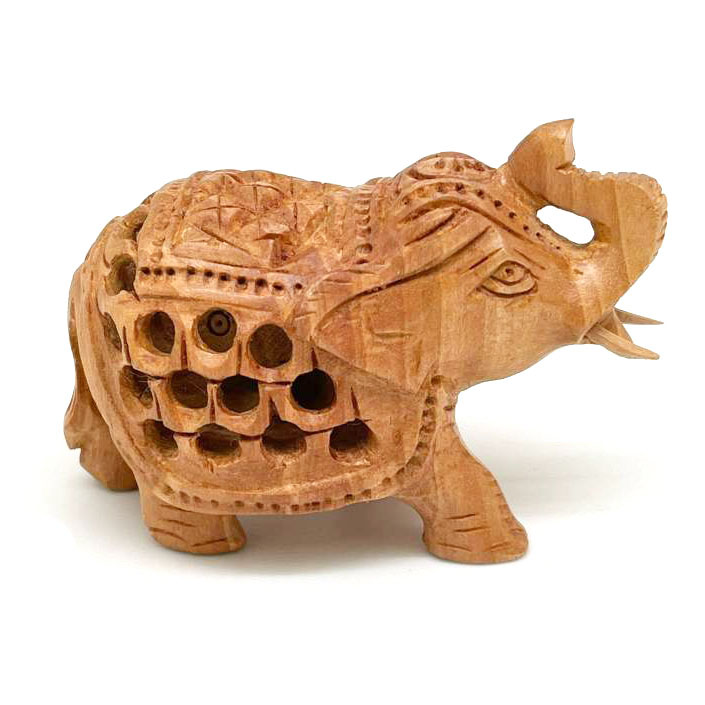 картинка Резная фигурка из дерева «Слон» хобот вверх — символ силы, мудрости и неуязвимости Eleph-01 от магазина El Corazon