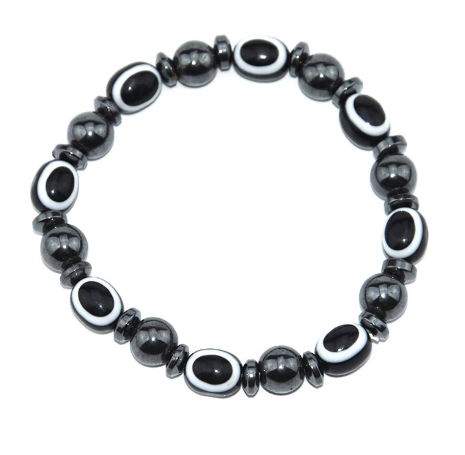картинка Черный магнитный браслет для похудения с черными камнями от магазина El Corazon