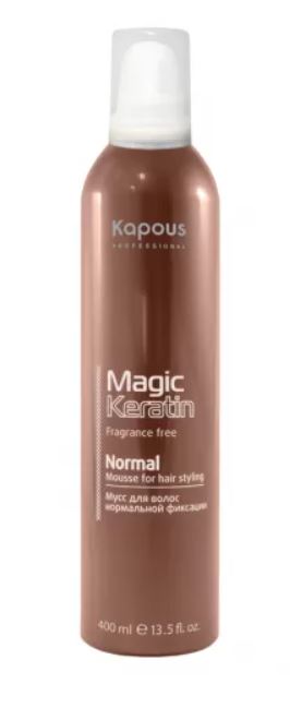 картинка Kapous Professional 400 мл,Мусс для укладки волос нормальной фиксации с кератином серии "Magic Keratin" 400 мл от магазина El Corazon